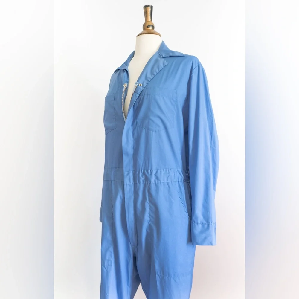 Vintage 1970s Blue Coveralls/Utility Jumpsuit • L - Picture 5 of 10